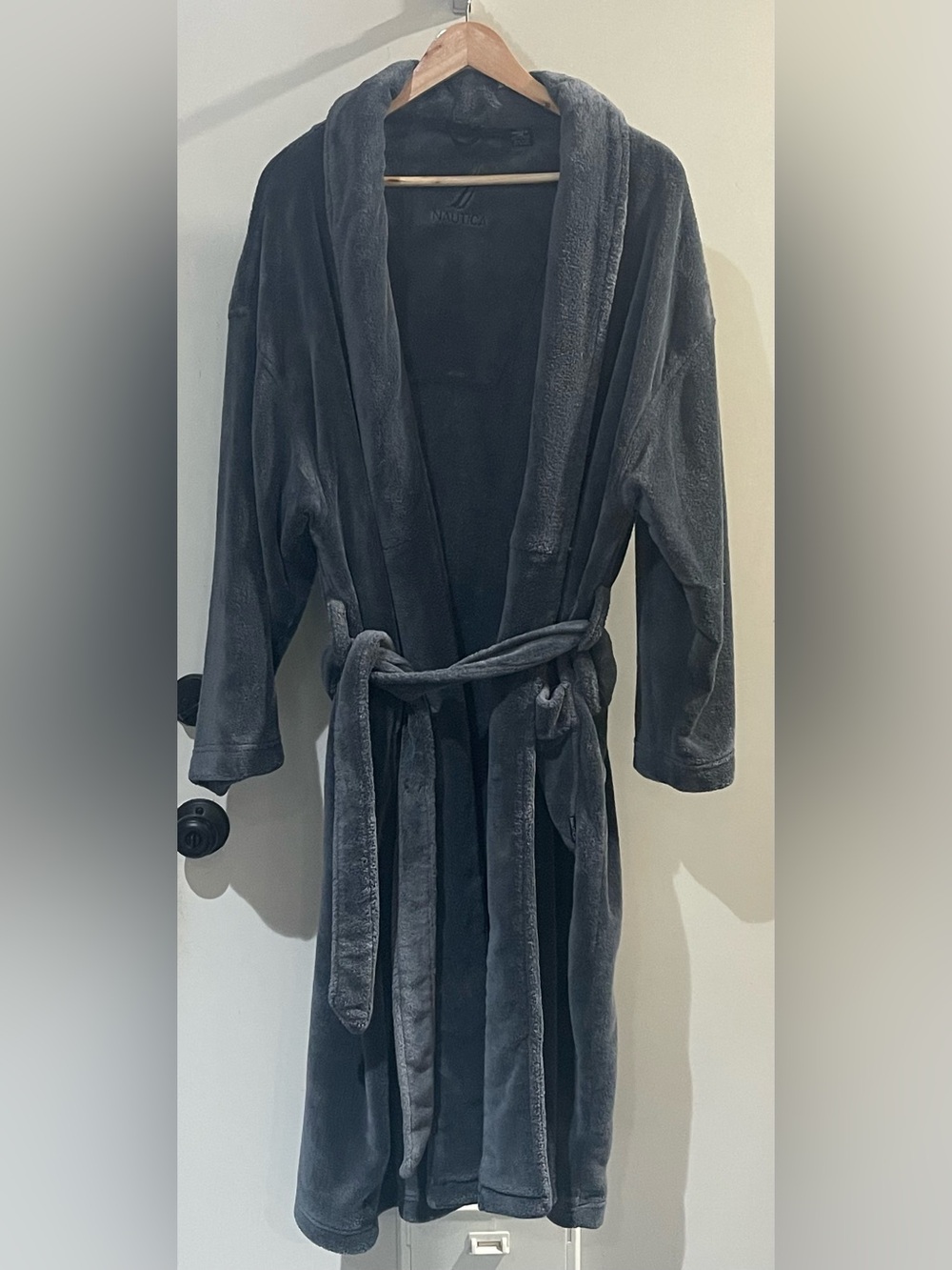 Men's Plush Nautica Robe Coat in Charcoal Gray